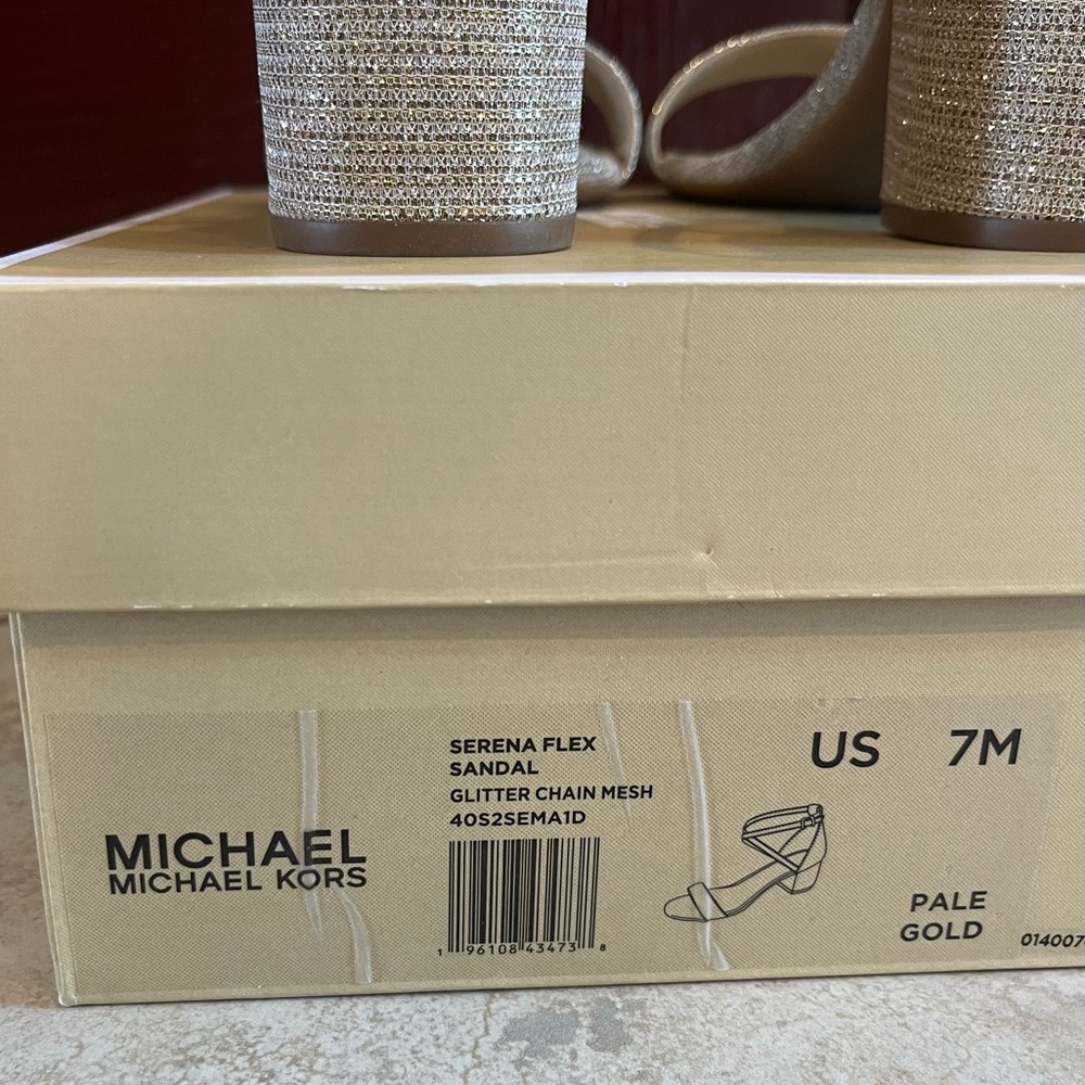Michael Kors Gold Glitter Sandal Heel Size 7, Never worn - Picture 5 of 5
